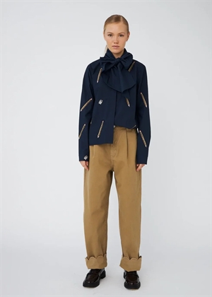 Embroidered cotton bow skjorte Navy Stella Nova 